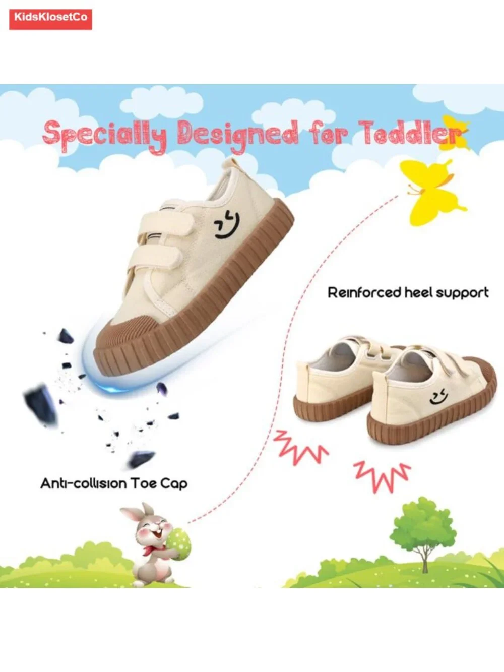 Toddler Canvas Sneakers with Dinosaur Print Hook & Loop Closure